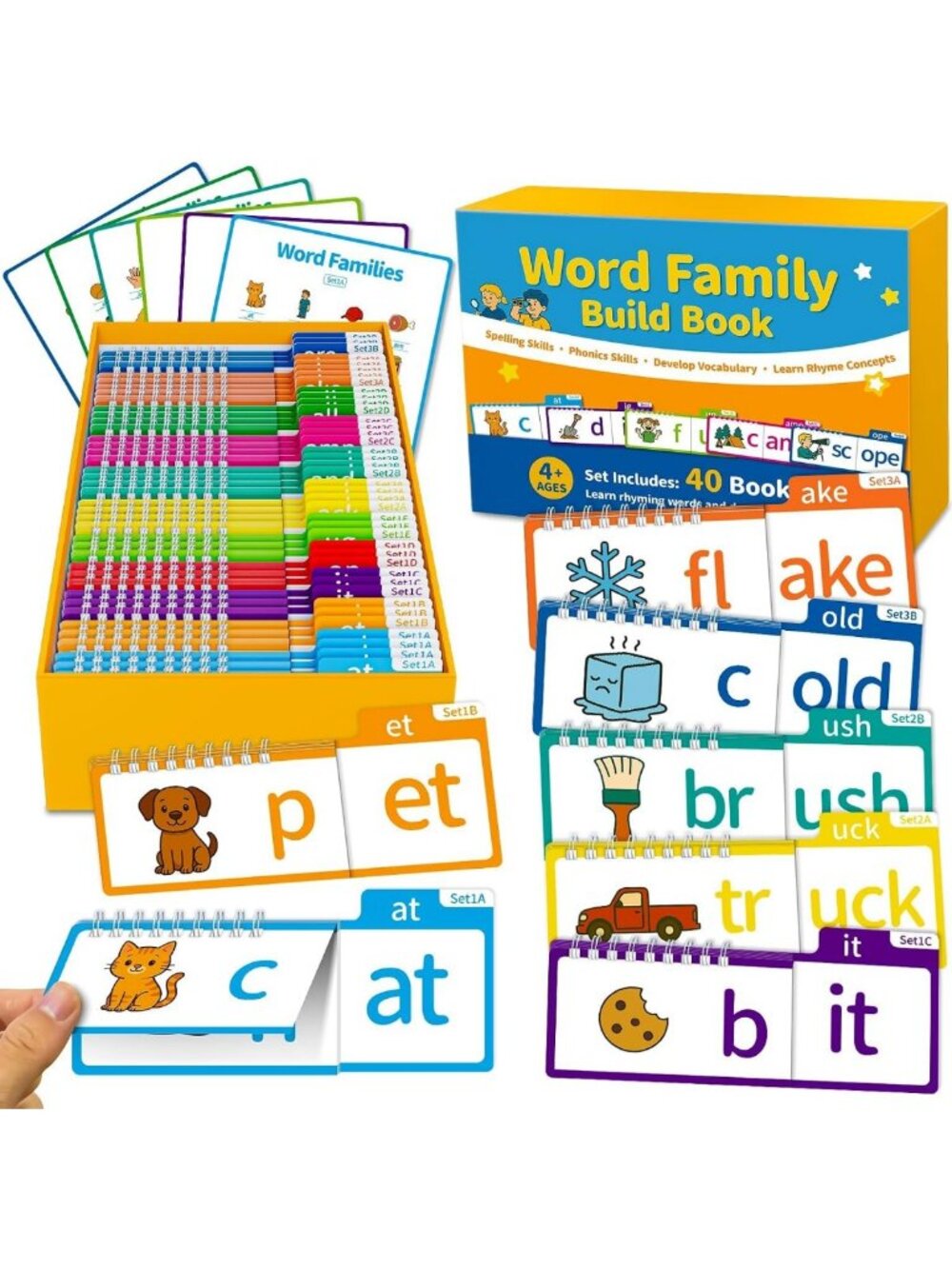 Fun Phonics Flash Cards & Word Family Build Book for Kids - Learning Made Easy!